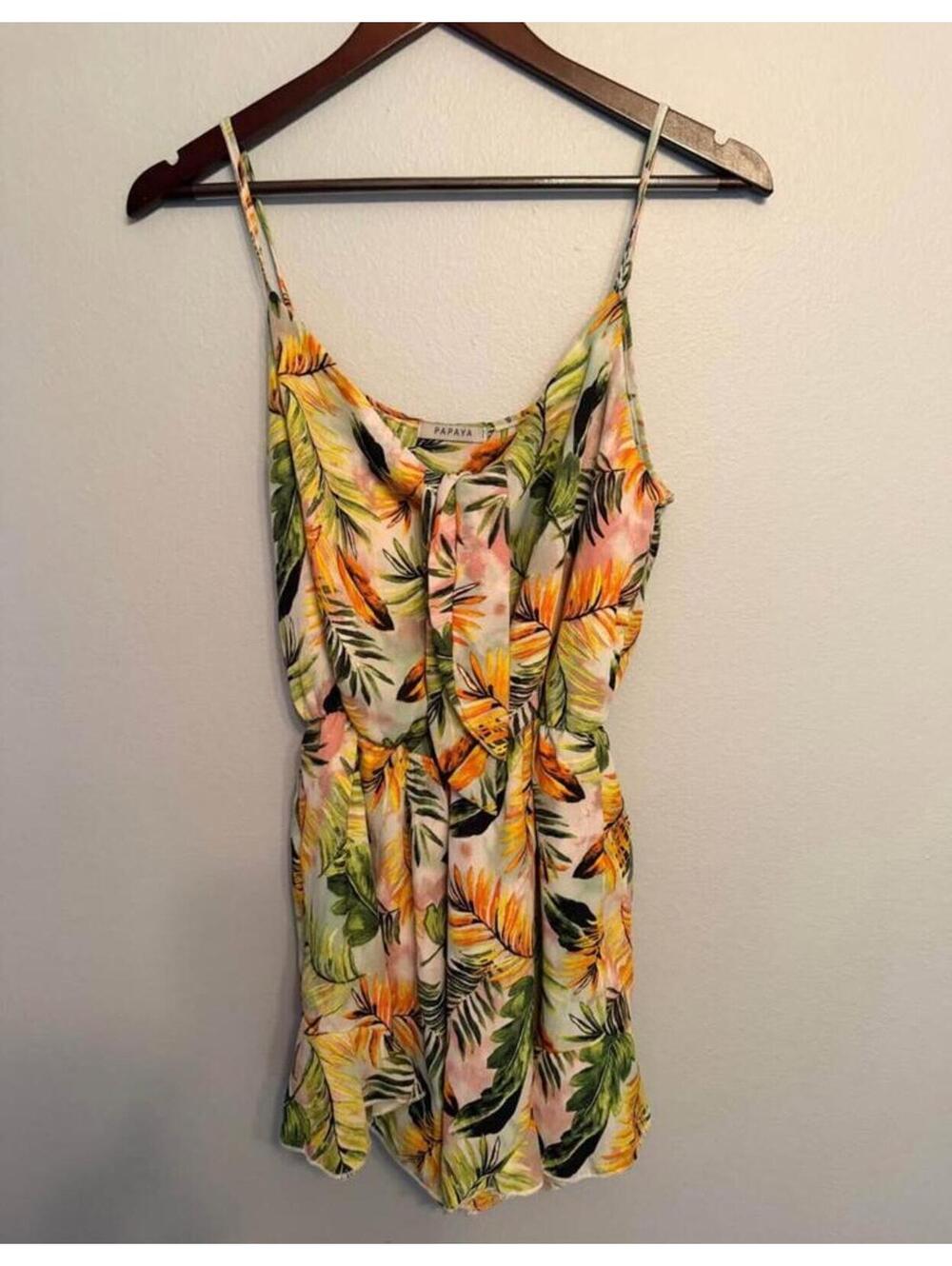 Papaya Tropical Lined Romper Women’s Large